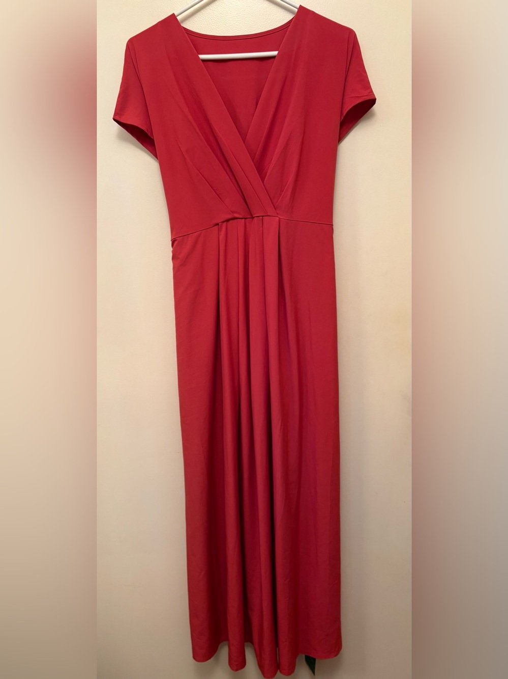 HALARA Red Maxi Dress with V-Neck Wrap